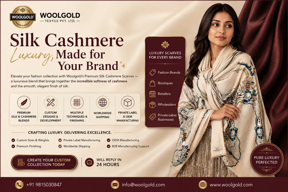 Silk Cashmere Scarves Manufacturer in India